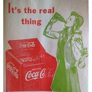 Coca-Cola Soda Bottle Dry Server Bag Lady Cooler Roller Skate Vintage NOS 1932